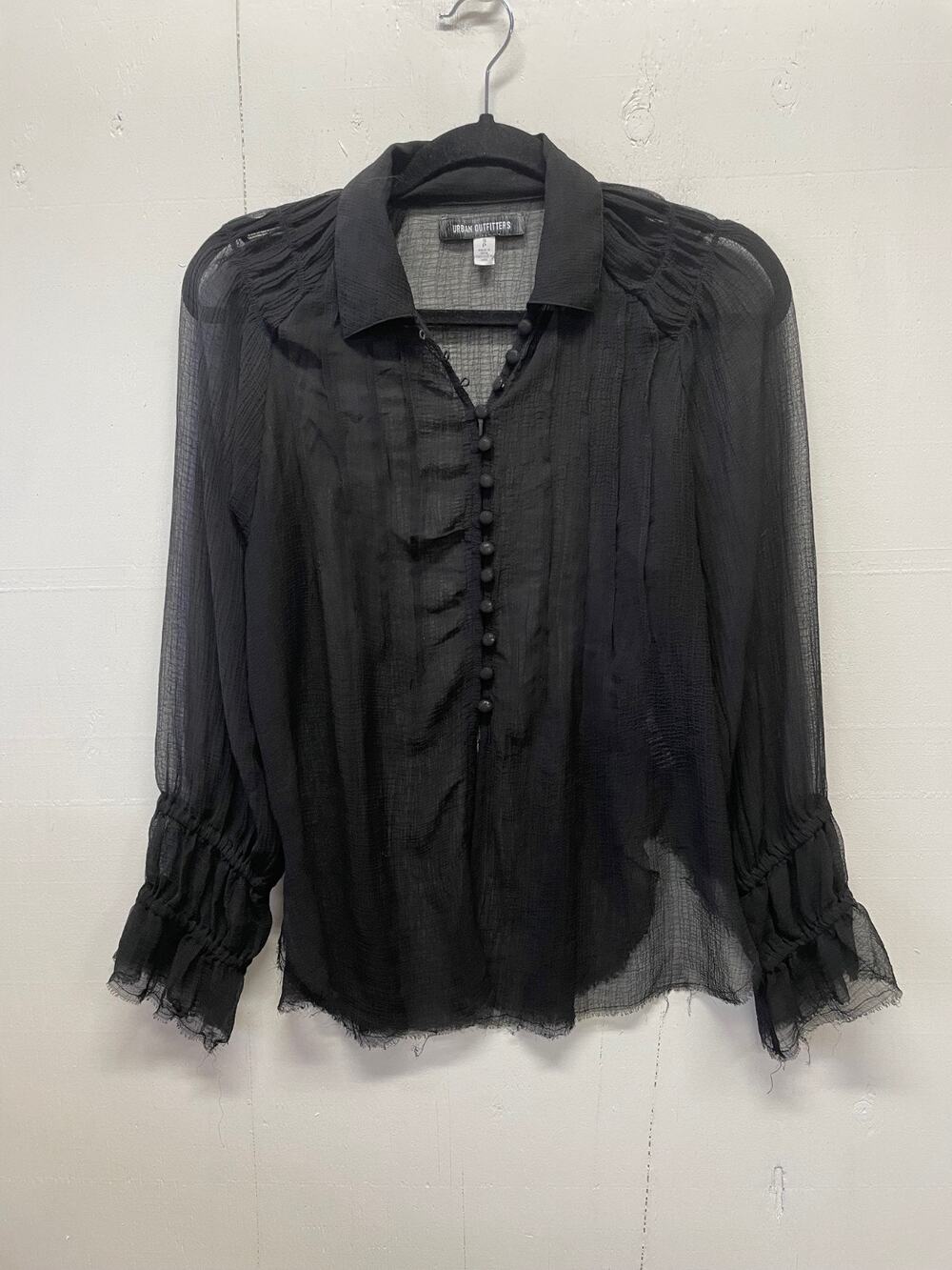Urban Outfitters Women's Sheer Black Frilly Blouse Small Goth Fairy Grunge
